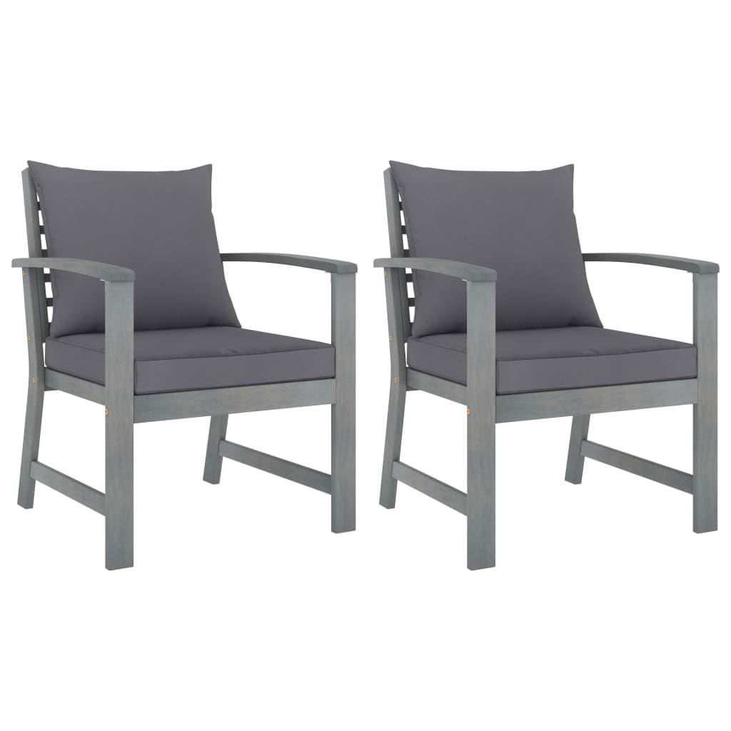 Chaise en bois d'acacia lot de 2 sièges gris foncé en bois massif d'artisanat pour salle à manger