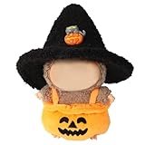 2 Pezzi 17cm Vestiti per Bambole di Halloween Set, Lavorato a Maglia Arancione e Nero Vestito da Zucca + Cappello di Halloween Accessori Bambole per Decorazione e Esposizione