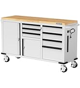 WORKPRO 62" x 20" 7-Drawer &amp; 2-Door Rolling Tool Chest, Mobile Tool Storage Cabinet with Power St...
