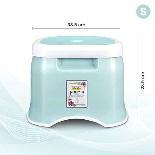 Image of RATAN PLASTICWARE Premia Bathroom Set (Bucket 18L X 1) + (Mug 1.5L X 1) + (Small Stool X 1) - Mint|Light Weight and Easy to Carry|Perfect for Use in Bathrooms, Kitchen & Wet Utility Areas