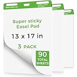 DINGIXOC Sticky Easel Pads, 3 Pack Anchor Chart Paper for Teachers, Self Stick Flip Chart Paper with Sticky Back for Classroom, Office, 30 Sheets/Pad(13x17inches)