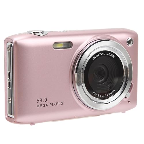 4K Digital Camera for Photography, 58MP 16X Digital Zoom Vlogging Camera for YouTube, 2.88'' Portable Travel Camera, Flash, Anti-Shake(Pink)