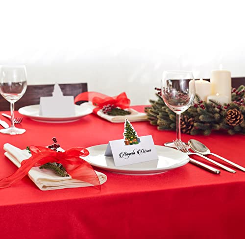 Gift Boutique 100 Pack Christmas Place Cards Holiday Seating Name Card Die Cut Xmas Tree Table Setting Folded Paper Tent Cards for Dinner Wedding Tables Placement Party Decorations 2\" x 3.5\"