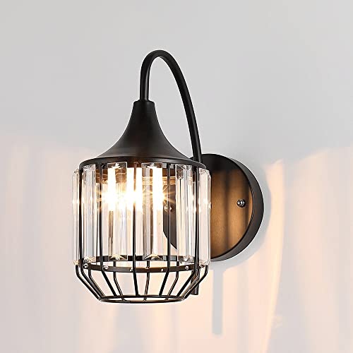 Apliques de pared de cristal y metal negro mate texturizado 8