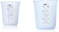 Vista 8 de 1 taza de medir de silicón para exprimir y verter, con patrón Stay-Cool, de la marca Oxo Good Grips, Transparente