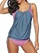 Womens Vintage Floral Two Piece Tankini Long Torso Flared Swimsuit Tummy Cover Swimwear Push Up Bathing Suit Wavy Black L (US Size: 8-10)