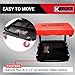 K Tool International 74981 Mechanics Creeper Seat with Tool Storage for Garages, Repair Shops, and DIY, Padded Seat, 350 lbs. Capacity, Heavy Duty Tubular Steel Frame, (4) Swivel Casters, Red/Black
