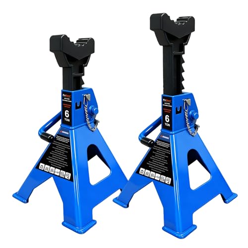 FITHOIST 6 Ton Jack Stands Heavy Duty 13 200 LBs Car Jack Stands for Trucks with Double Pin Locking & Extra Rubber Pads 15.6-23.4 Adjustable for Garage Home DIY Vehicle Lifting 1 Pair Blue