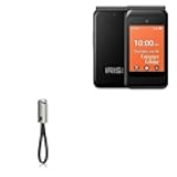 BoxWave Cable Compatible with Consumer Cellular IRIS Easy Flip - USB Type-C Keychain Charger, Key Ring USB Type-C to Type-A 8 in USB Cable - Jet Black