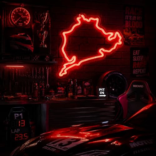 Image of Nurburgring Neon Sign Dimmable LED Light for Racing Tracks, Neon Wall Decor, Ideal for Bedrooms, Garages, Game Rooms, Men's Spaces, and Racing Fan Gifts (14 x 12 inches)
