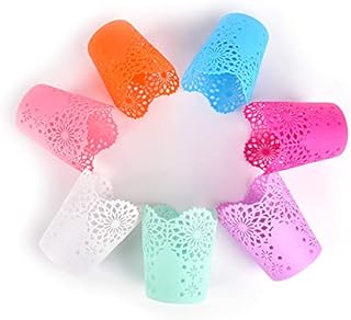 Abnaok 7pcs Pen Pot, Plastic Hollow Flower Holder Pencil Pot Holder Desk Office Organizer for Storage Pen Erasers Makeup Brush and Other Desk Accessorie