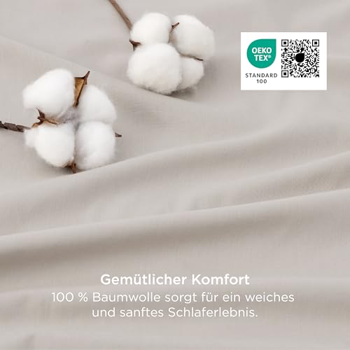 BEDSURE Bettwäsche 135x200 Baumwolle 4tlg. - Beige Taupe Set 2x80x80 Kissen – Ansicht 3