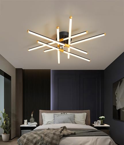 Plafonnier LED moderne noir télécommandé avec intensité réglable pour salon - 2
