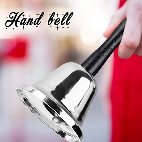 XCOZU Stainless Steel Hand Bell, Small Hand Bell Attention School Bell Metal Loud Call Hand Bell, Hand Held Bell Hand Bells Ring for Service, Counter Reception Bell, Tea Bell, Dinner Bell(Silver)