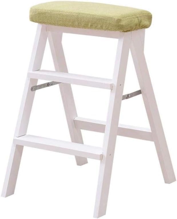 ACLips Taburete de pie con Escalera de 3 escalones, Taburete Plegable portátil, Taburete Multifuncional para Cocina, Oficina, Silla de Escalera Resistente, máximo 100 kg/Blanco