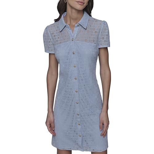KARL LAGERFELD Women's Light Collared Short Sleeve Mini Dress