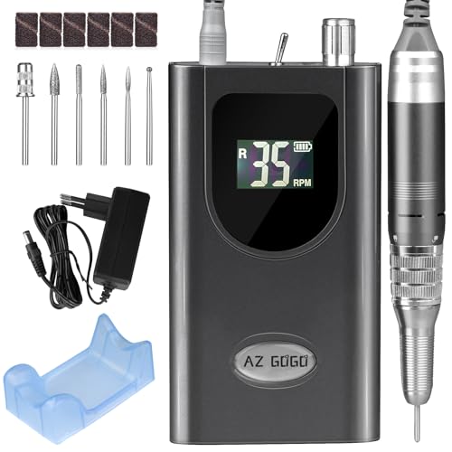 Ponceuse pour ongles AZ GOGO 35000RPM portable et rechargeable avec LCD