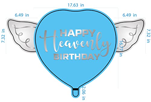 Happy Heavenly Birthday Blue/Purple Heart Shaped Balloon With Angel Wings #TOP3