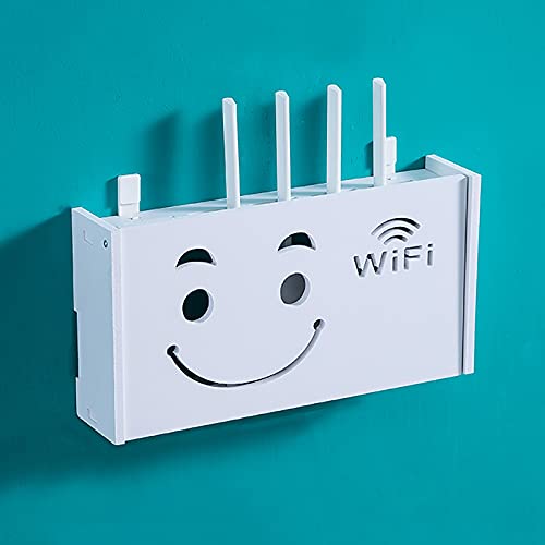 Scatola Di Stoccaggio Router Wifi Router Box, Wifi Router Organizzare Scatola Floating Shelf Set-Top Box Rack Wall Storage Rack Cavo Decorazione Domestica/Smiley Face/38 * 8.5 * 20Cm