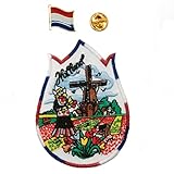 A-ONE The Países Bajos de metal + Holanda Windmill and Tulip Patch, Holanda Souvenir, Aplique National Icon, Emblema adhesivo de bricolaje, Insignia de bandera mundial para ropa, Jeans, Hat No.089p
