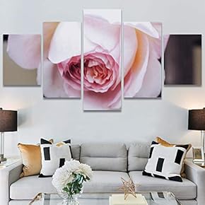 SIGNWIN 5 Panel Canvas Wall Art Pink Fields...