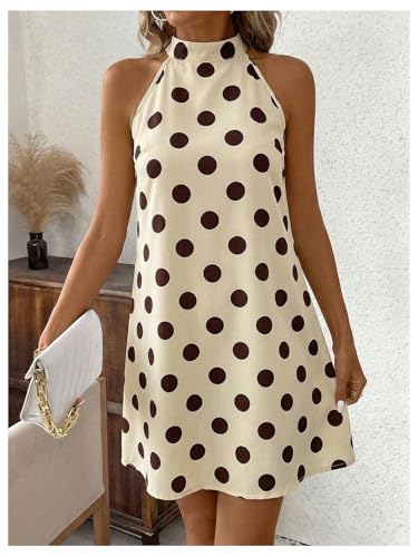 Image of Floerns Women's Sleeveless Floral Print Sundress Halter Neck A Line Short Dress