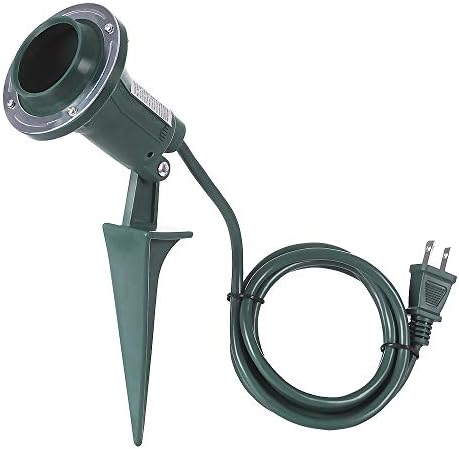 QITIM Outdoor Spotlight Floodlight with Stake Plug in, Weather Resistant, Heavy Duty for Yard, Flag, Holiday Decor, 120V, 6FT Extension Power Cord, PAR38 Bulb Base, Green, ETL Listed