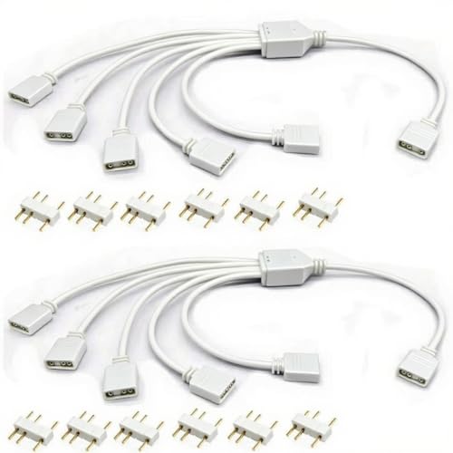 RUNCCI-YUN 2 piezas Cable Divisor ARGB 5 V 3 pines,1 a 5 Extensión, Hembra a Hembra fan splitter ARGB para chasis de ordenador y ventiladores de 5V (30 cm,blanco)