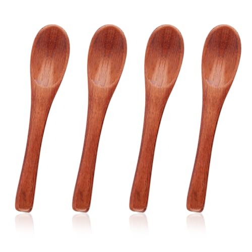4pz Cucchiaini di Legno Minuscoli, Cucchiaini da Minestra in Legno Mini Cucchiaini Legno Mini Cucchiaini per Condimenti Piccoli Utensili in Legno Cucchiaini Minuscoli per Spezie da Cucina