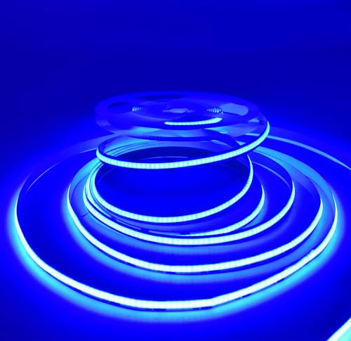 Image of COB Strip Lights,DC12V 16.4ft /5m Super Bright Dimmable 32000LM LED Light Strips, High Density Non-Waterproof 1600 LEDs Ribbon Light, More Evener Lighting Than SMD Strip Lights (Blue)