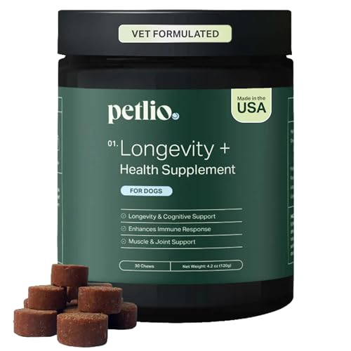 Longevity+ Dog Health Supplement - Dog Vitamins and Supplements for Joint, Muscle, Immune, and Cognitive Health - Vet-Formulated and Made in the USA - for Small Dogs 24 lbs or Less - 30 Day Supply