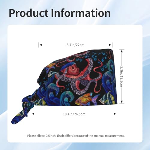 Image of Working Cap Scrub Cap with Sweatband Adjustable Unisex Women Tie Back Hat Nurse Surgical Caps