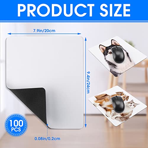 100 Pack Sublimation Mouse Pads Blank Bulk White Mouse Pad For Heat Press Printing Non Slip Rectangular Vinyl Mousepad Sublimation Blank For Diy Projects Supplies #TOP2