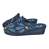 GEMA GARCIA 7916-3 Zapatillas de casa para mujer de la marca cuña con Margaritas hechas en España MUJER ZAPATILLAS CASA MARINO 39