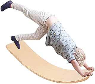 Wood Wobble Board, Kids Wood Yoga Balance Board Multipurpose Toddlers Fitness Balance Board Yoga Wooden Wobble Curvy Board for Kids and Adults