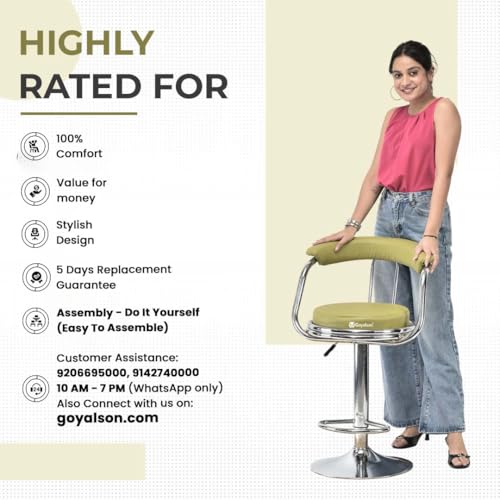 Image of GOYALSON Classic Height Adjustable and Revolving Bar Stool Kitchen Chair (4, Green)