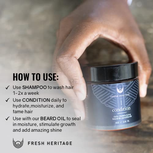 Fresh Heritage Premium Leave-In Beard Conditioner For Men - 4Oz 100% All Natural Beard Wash And Conditioner For Daily Use - Beard Softener With Argan Oil - For Softer, Healthier Beard Growth #TOP2