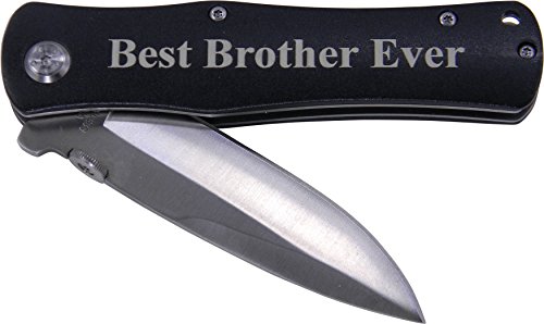 Best Brother Ever Folding Stainless Steel Pocket Knife, (Black Handle