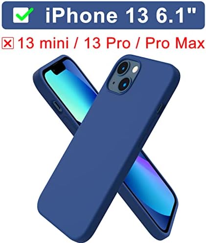 ORNARTO Compatible with iPhone 13 Case 6.1, Slim Liquid Silicone 3 Layers Full Covered Soft Gel Rubber Case Cover 6.1 inch-Blue