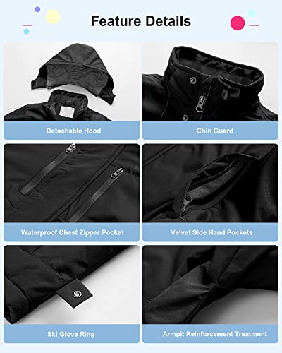 Pursky Boy's Winter Coats Fleece Lined Rain Outdoor Ski Snow Jacket Black 14/16 #TOP5