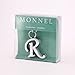 Monnel Stylish Letter R Simple Alphabet Key Ring Keychain With Velvet Bag Z-338, Silver, 3.4 (L) x 1.3 (W) x 0.1 (H) in inches
