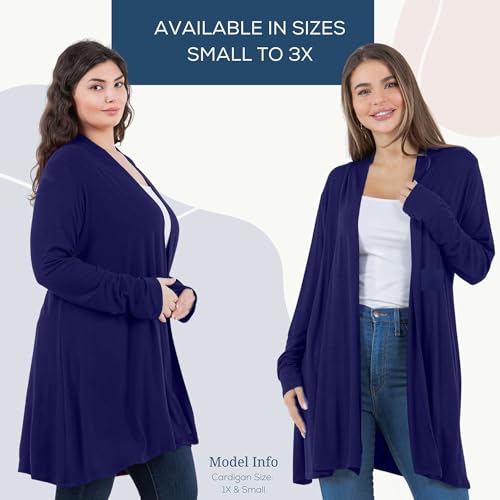 Image of Azules Long Sleeve Womens Cardigan, Flowy Longer Rayon Sweater Lightweight Cardigan for Casual or Dressy Outfits