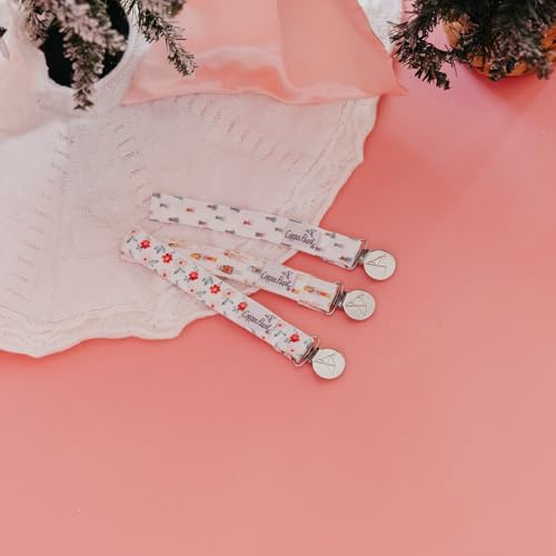 Image of Copper Pearl 3-Pack Pacifier Holders: Premium Knit Binky Clips for Baby Girls and Boys - Stylish Stainless Steel Design for Secure No-Drop Attachment - Juliet