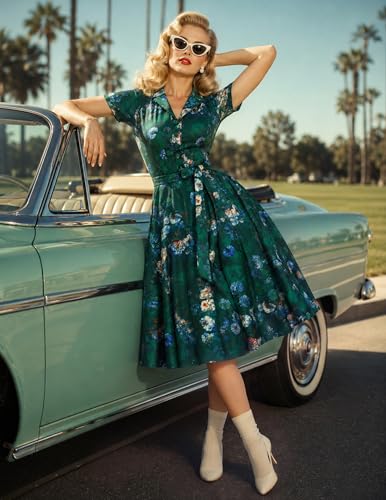 Image of Wedtrend Women's Vintage Tea Dress, Short Sleeve Cocktail Party Dress Work Church Casual Dress