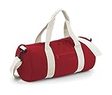 Maße: 50 x 25 x 25 cm. BagBase fassförmige Tasche für Uni, Schule und Sport mit gewebten Griffen, 6 Farben Classic Red/Off White Einheitsgröße