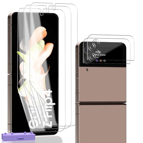Zerrshoo 3+2 Stück TPU Schutzfolie für Panzerglas für Samsung Galaxy Z Flip 4 HD Keine Blasen Hohe Empfindlichkeit Ohne Randablösung Self-Healing Leicht zu Falten Handyfolie Leicht Installation