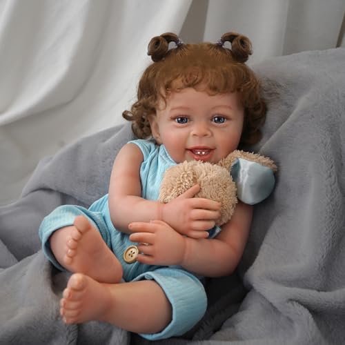 Bebê Reborn Silicone de Boneca Realista Pintado Menina Original (Olhos Azuis Menina 55cm)