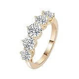 Anillo para mujer, anillo de compromiso para mujer, ancho redondo con moissanita blanca, regalo para novia, 50 (15.9), Oro amarillo de 18 quilates, Moissanita