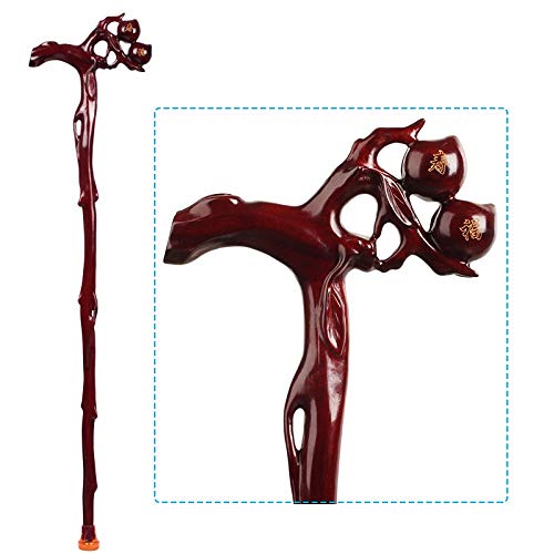 Canne en Bois Robinet Bâton De Marche Séquoia Vieil Homme Béquilles Sculpture sur Bois Cadeaux d'anniversaire Bâtons Antidérapants,H
