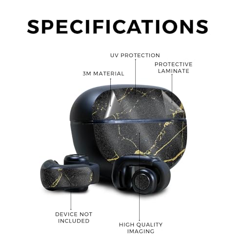 Image of Glossy Glitter Skin Compatible with Bose Ultra Open Earbuds - Black Gold Marble - Premium 3M Vinyl Protective Wrap Decal Cover - Easy to Apply | Crafted in The USA by MightySkins